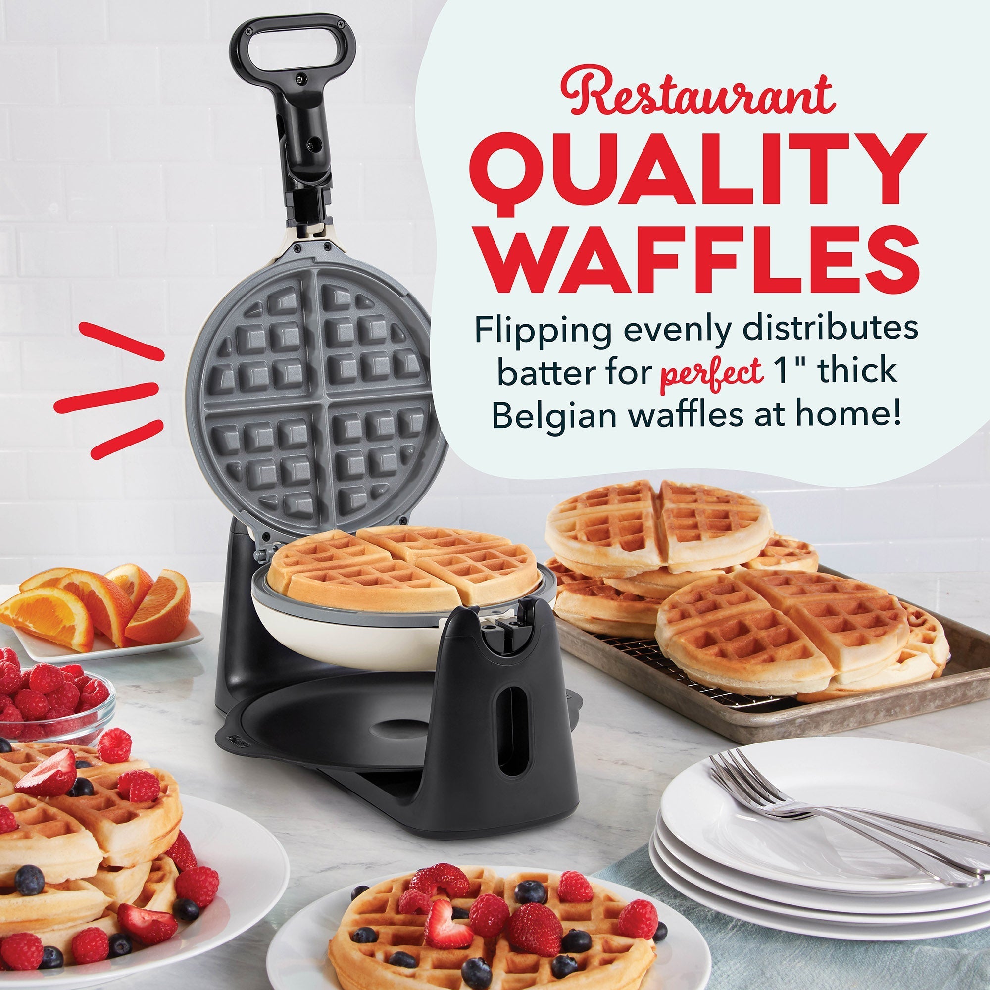 Ceramic Nonstick Flip Belgian Waffle Maker