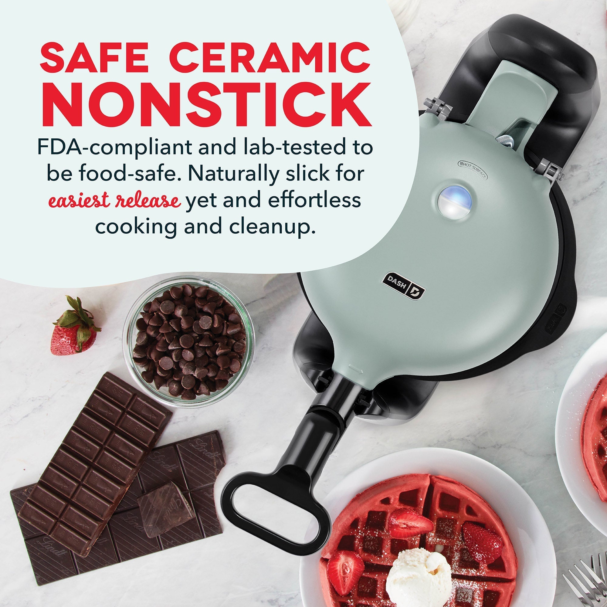 Ceramic Nonstick Flip Belgian Waffle Maker