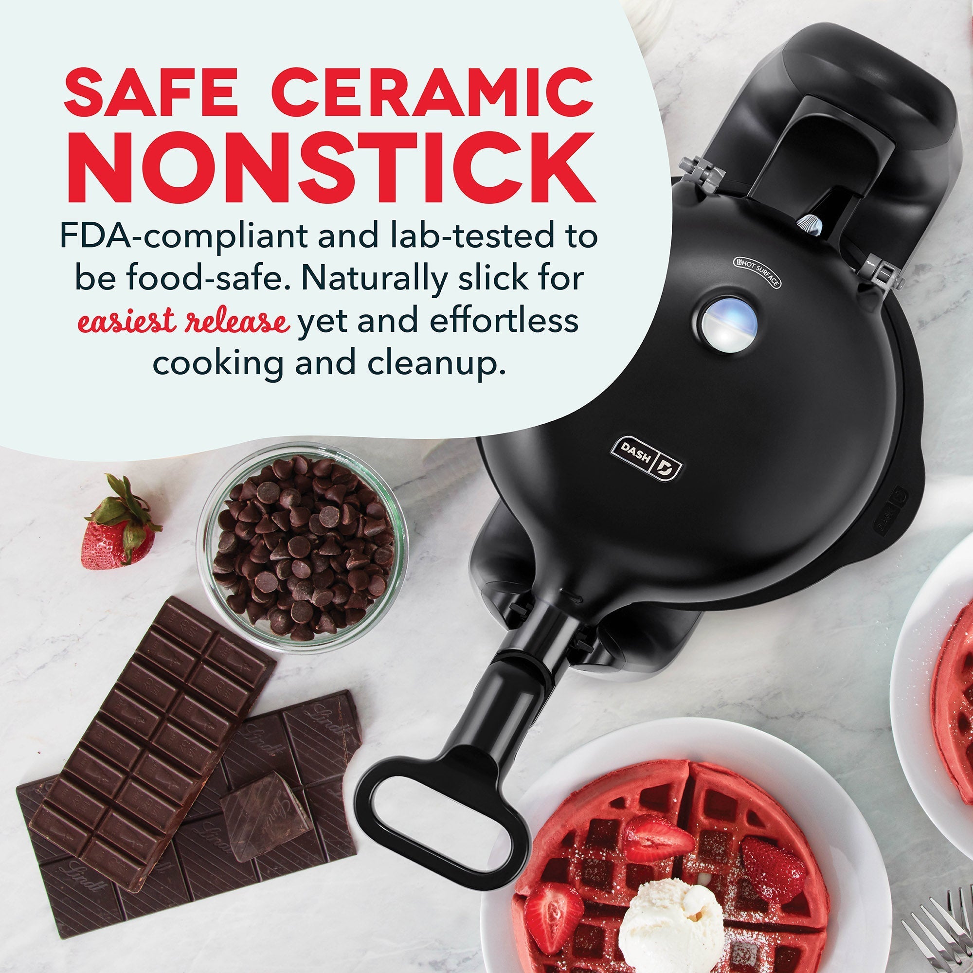 Ceramic Nonstick Flip Belgian Waffle Maker