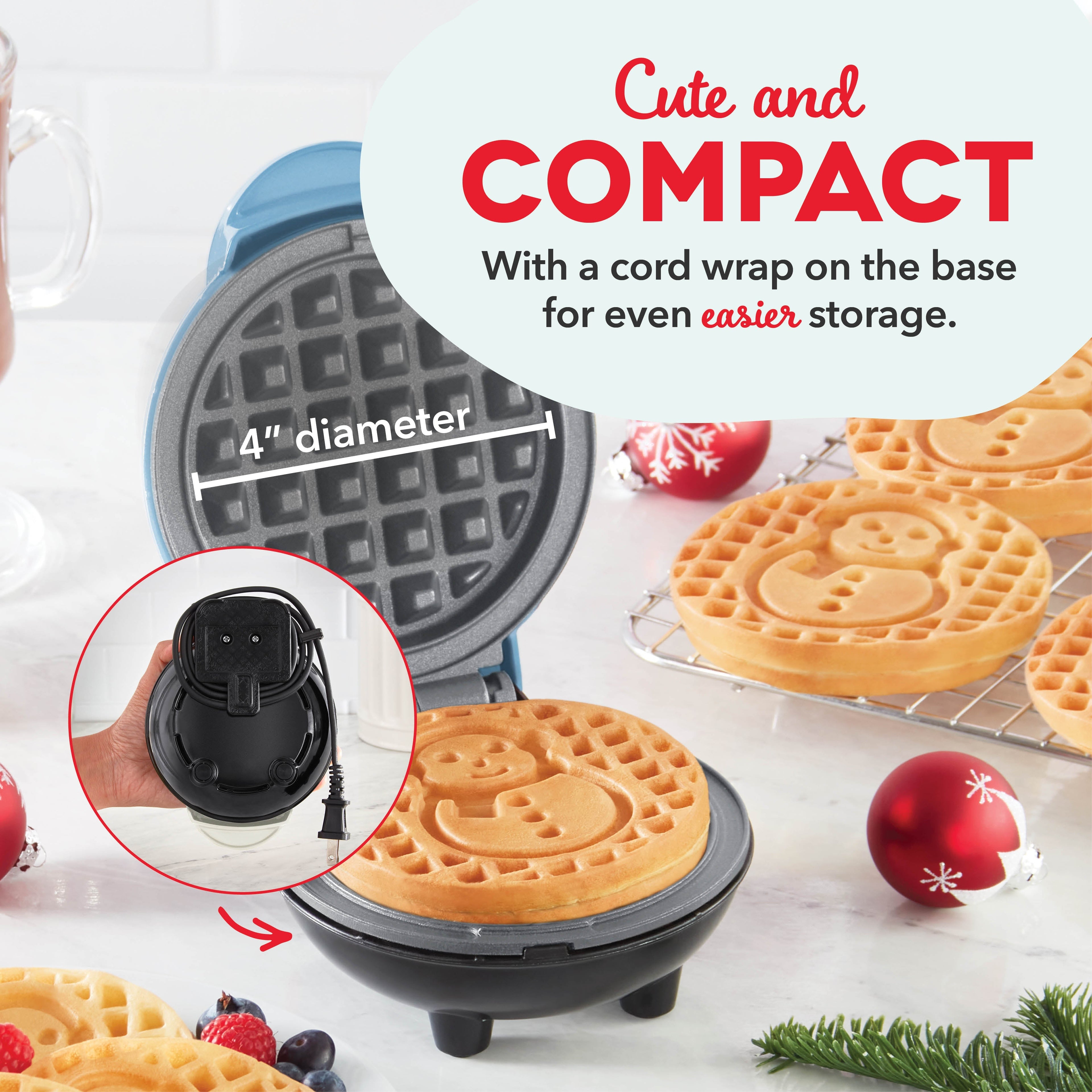Ceramic Nonstick Snowman Mini Waffle Maker