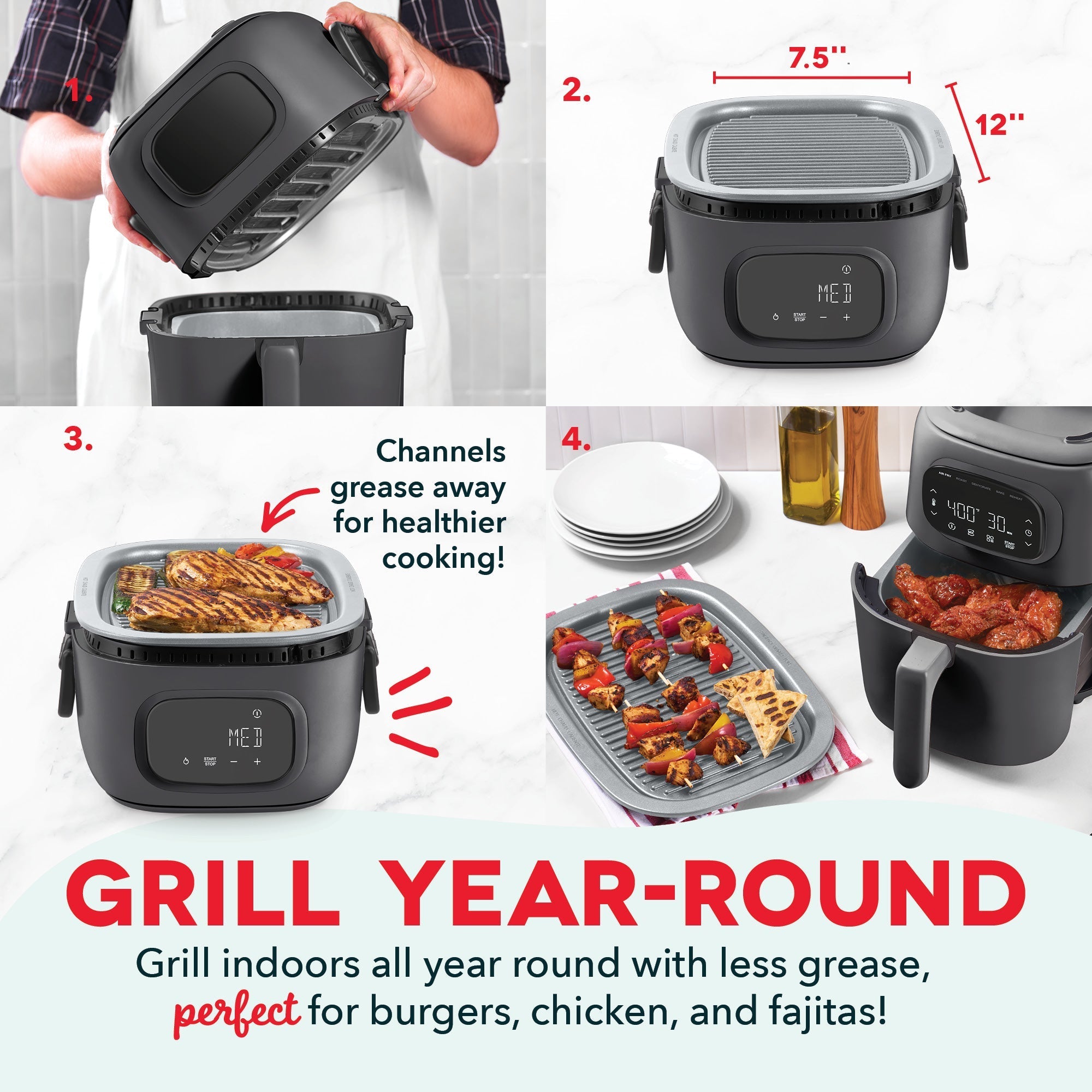 Flip & Fry™ Digital 2-in-1 Grill + Air Fryer
