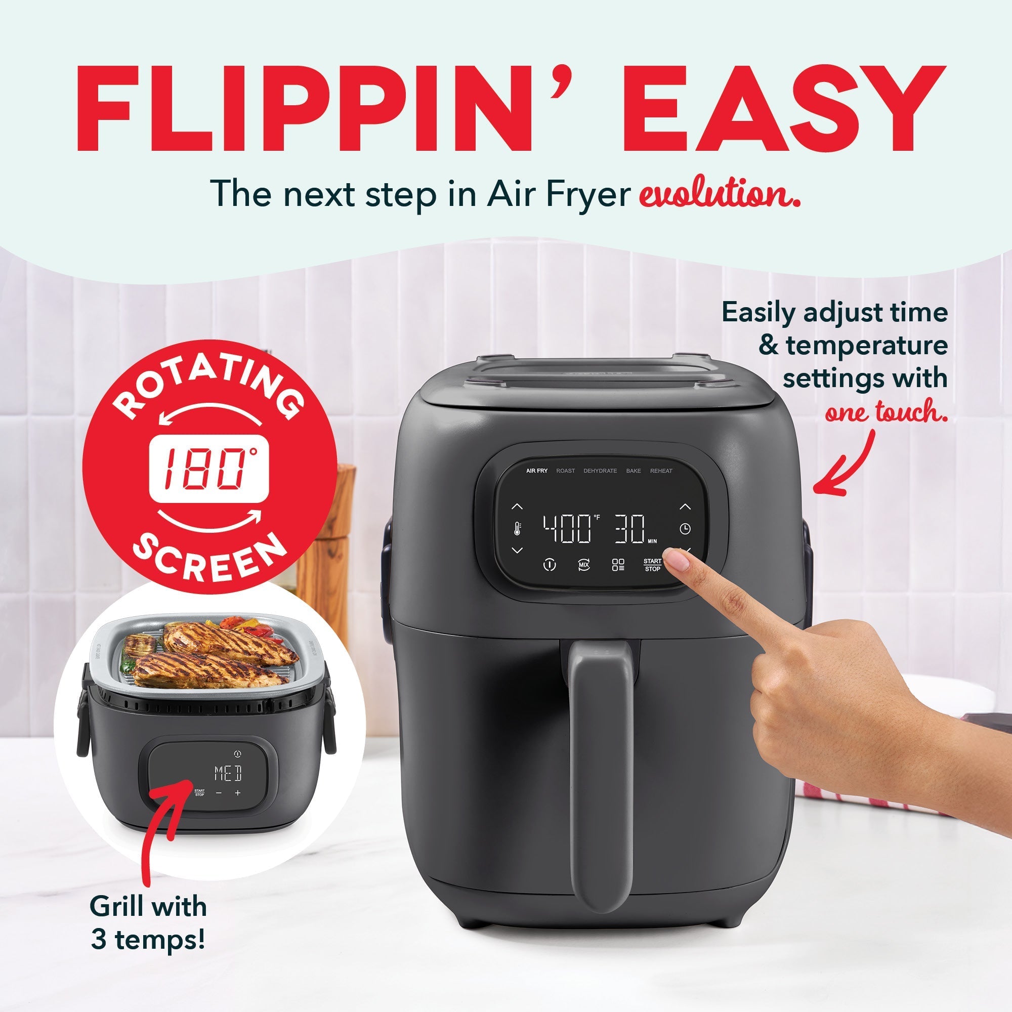 Flip & Fry™ Digital 2-in-1 Grill + Air Fryer