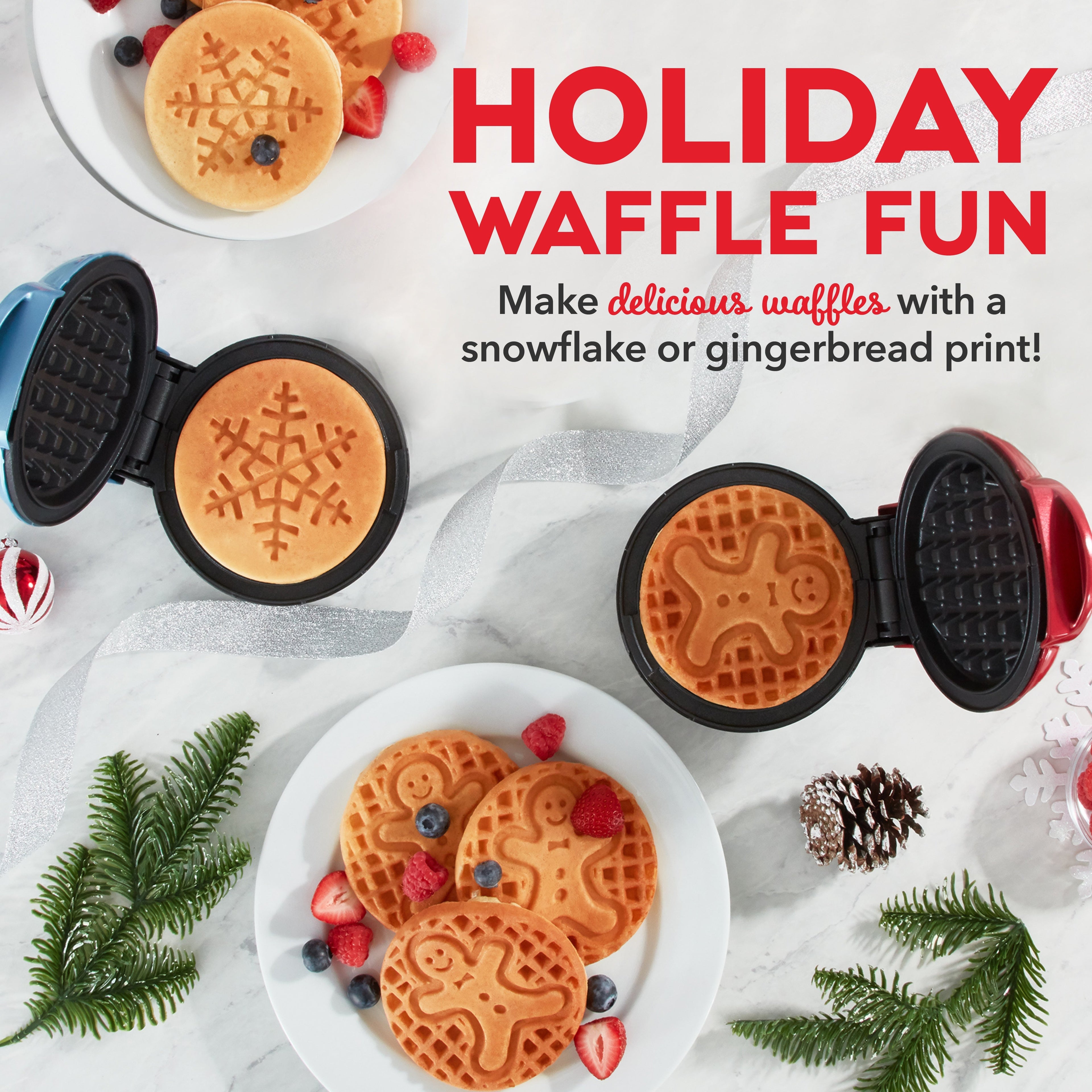 Holiday Mini Waffle Maker 2-Pack