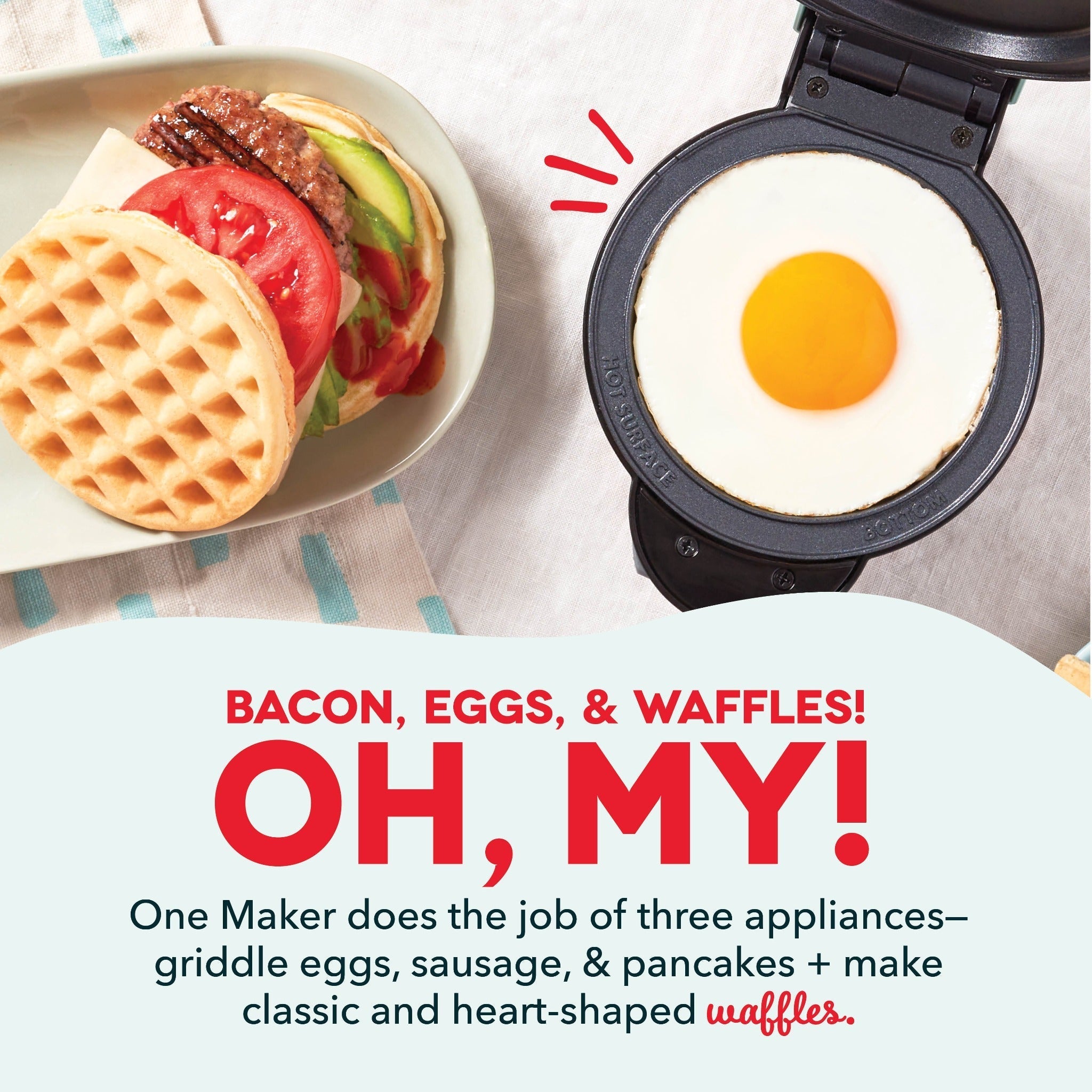 MultiMaker® Mini System with Removable Plates: Waffle & Griddle