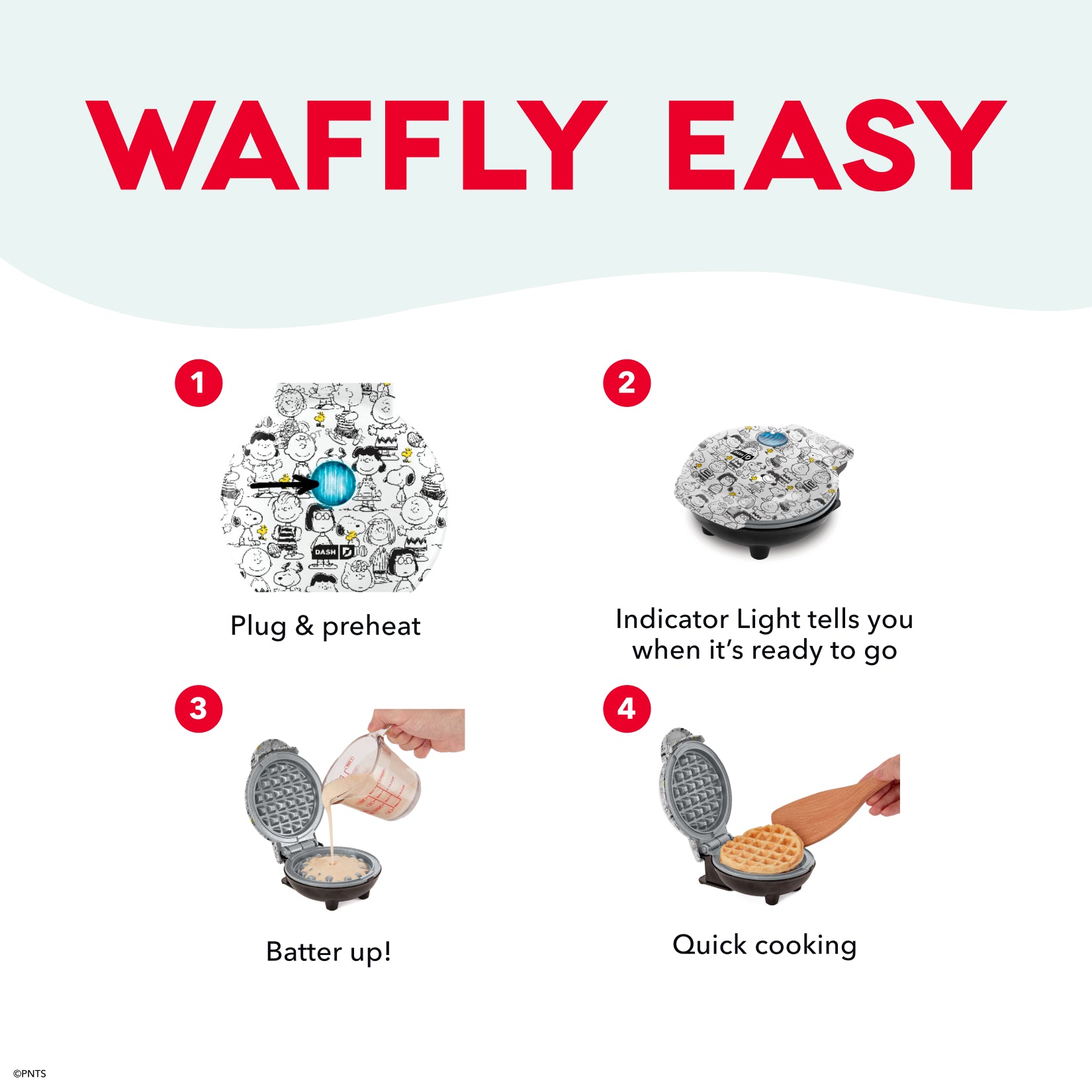 Peanuts® x Dash 75th Anniversary Mini Waffle Maker